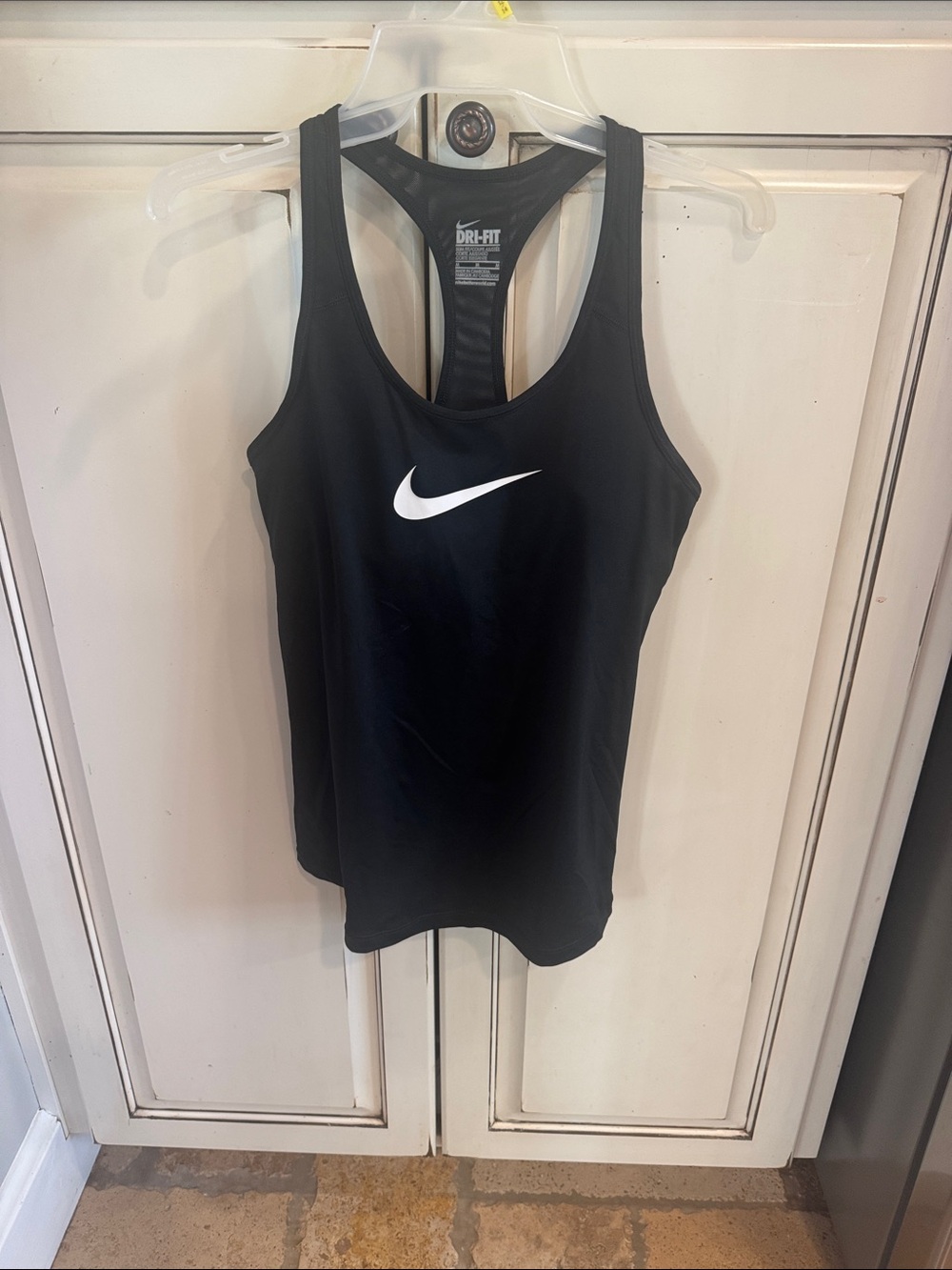Nike Black Racerback Dri-FIT Tank with White Swoosh